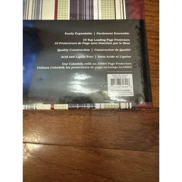 Colorbok 12x12 Scrapbook 10 Pages Striped Postbound Blue Green Burgundy New - Picture 6 of 6